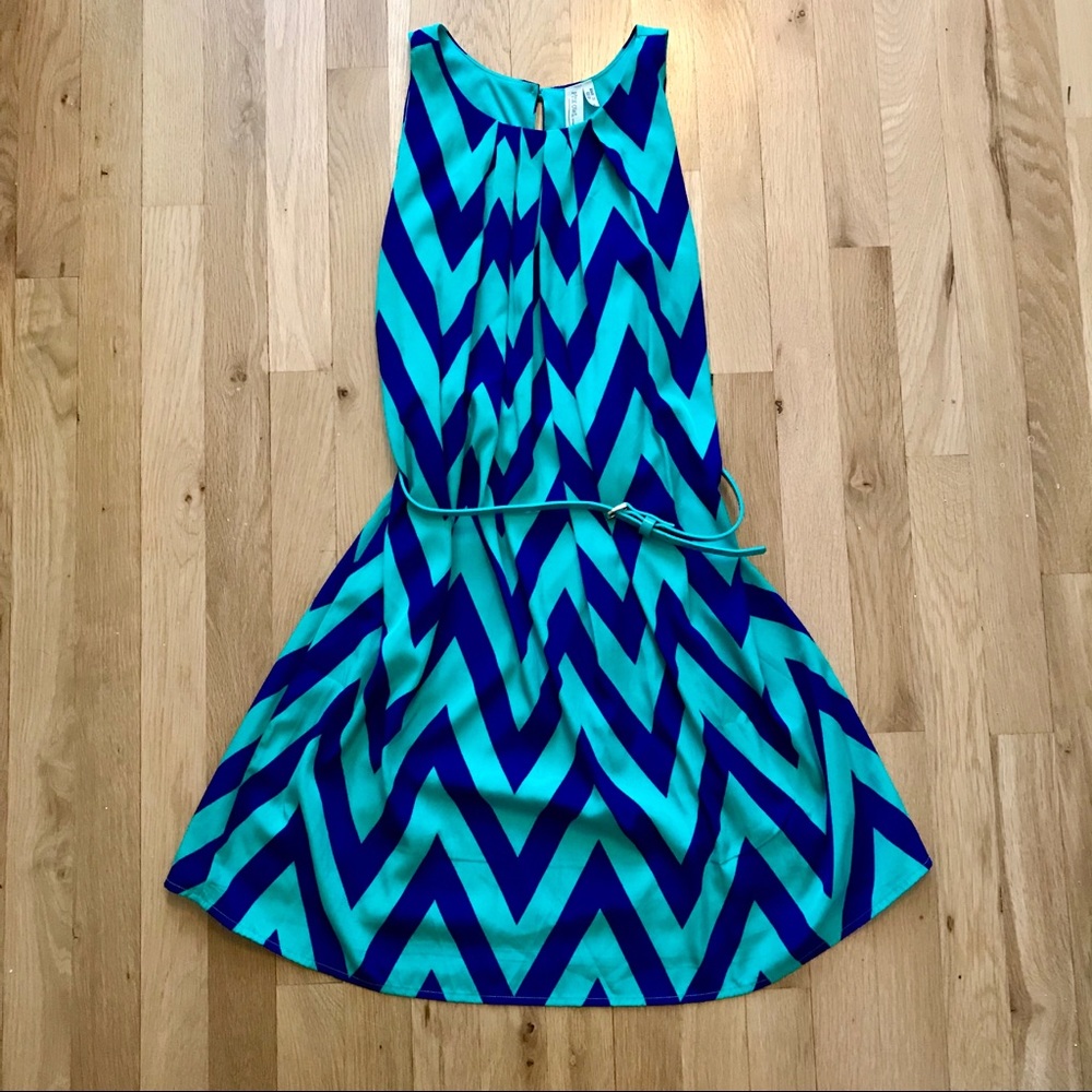 Green & blue chevron dress